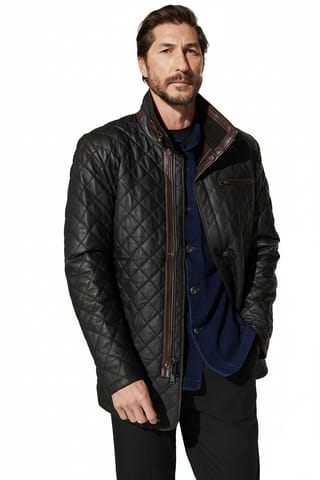 Quilted Italian Lambskin Leather Coat