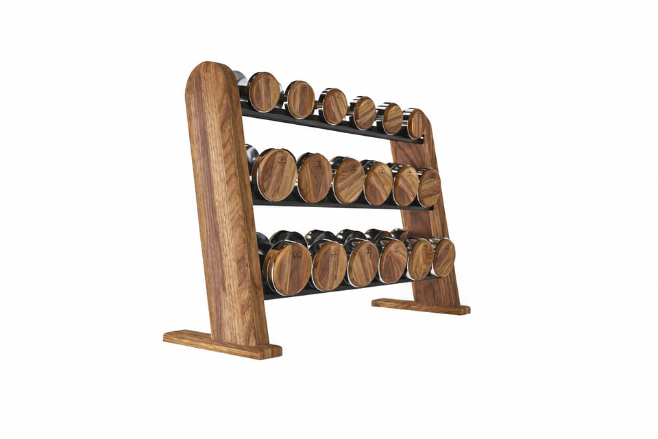 NOHRD Walnut Dumbbell Set with Rack